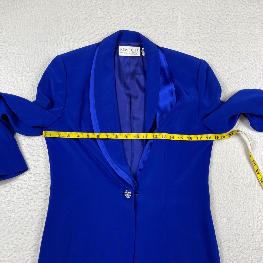 Oleg Cassini Black Tie Dress Set Womens‎ 6 Blue Maxi Gown Jacket Rhinestone - Picture 11 of 14